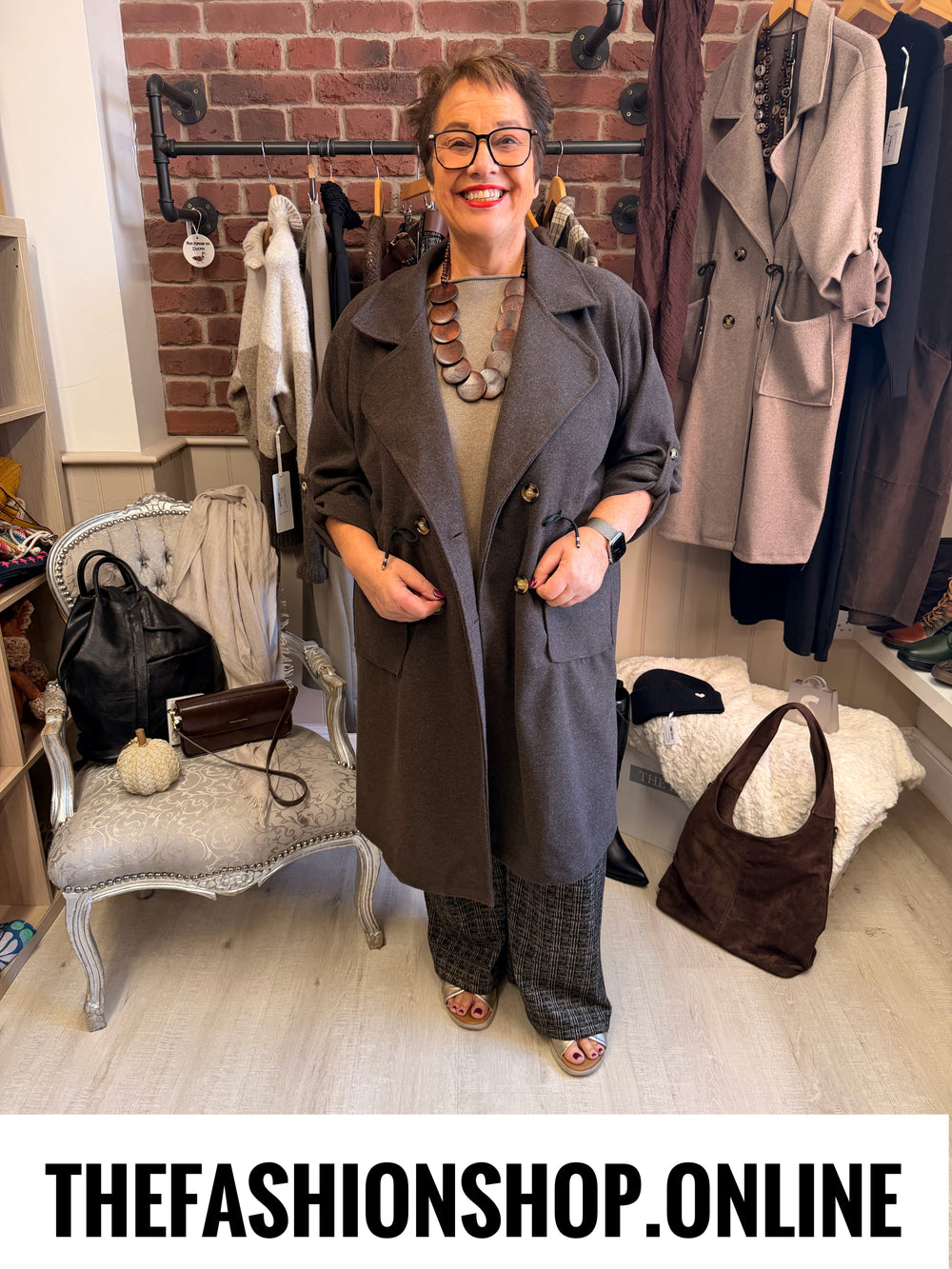 Finley brown double breasted coat 12-16