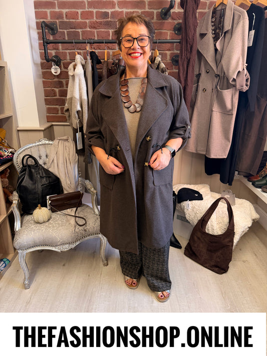 Finley brown double breasted coat 12-16