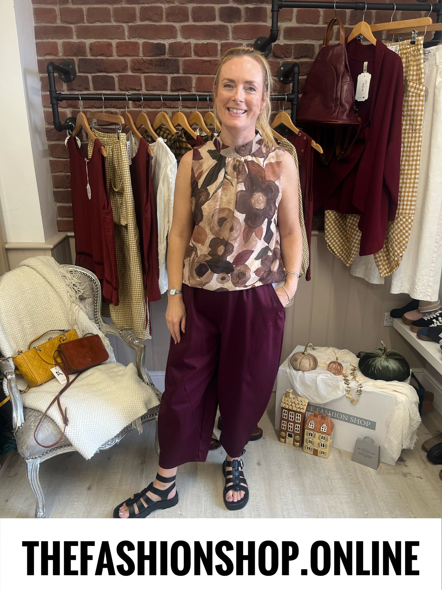 Lyra shades of brown floral top 8-14