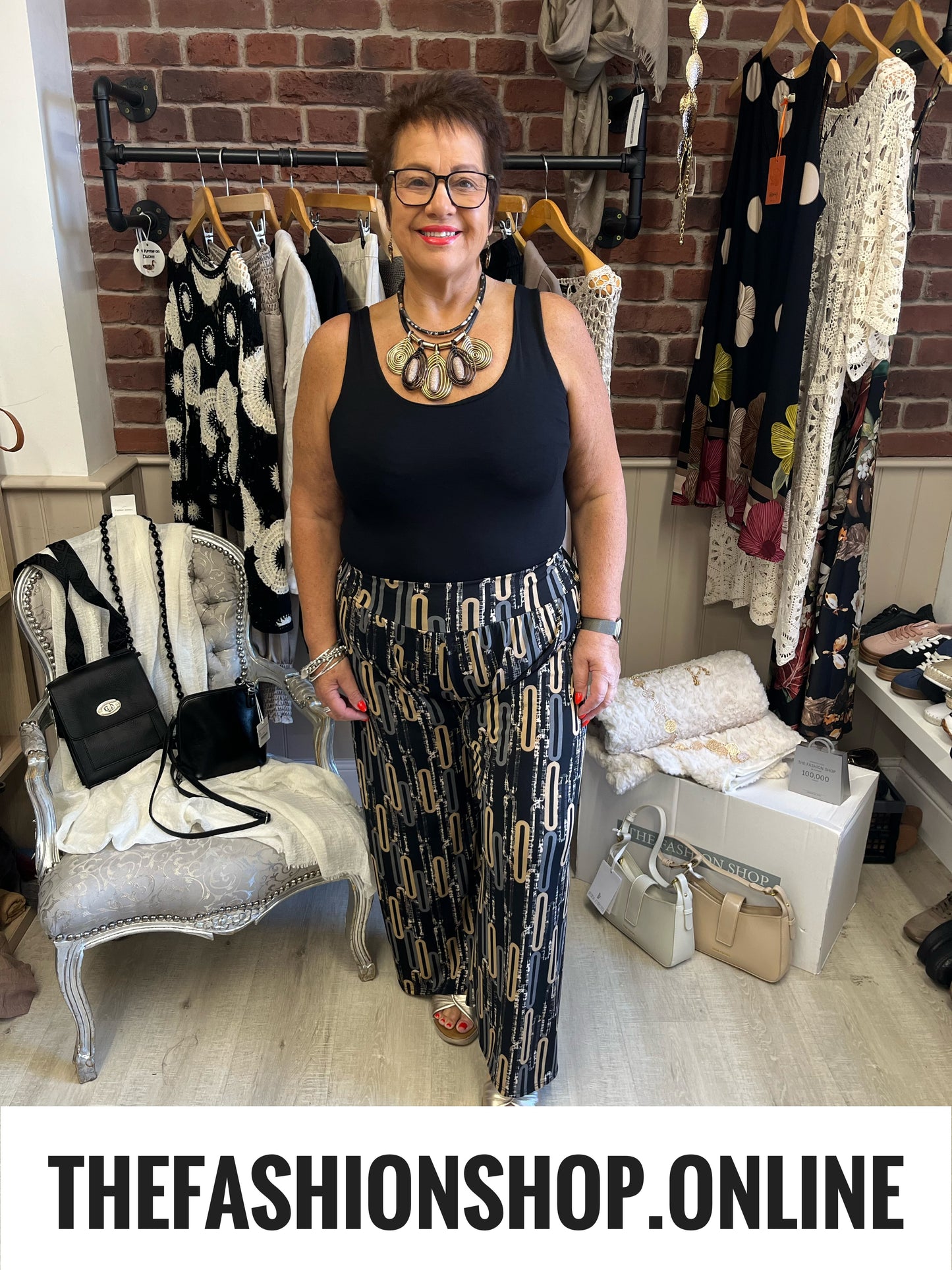 Luna black chain link trousers 14-20