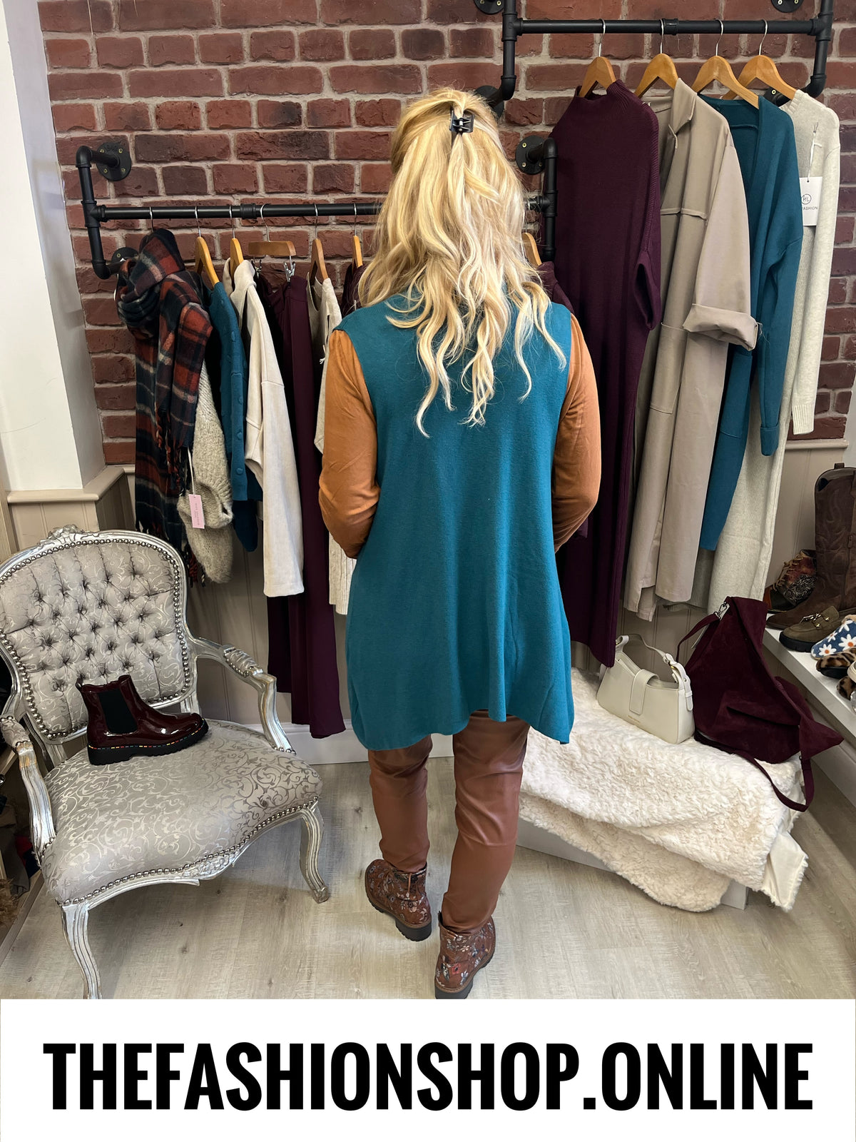 Monica teal waterfall waistcoat 8-20