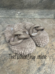 Eden faux fur taupe mule sizes 3-8 (36-41)