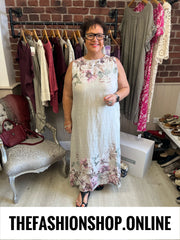 Neve beige linen floral dress 12-18