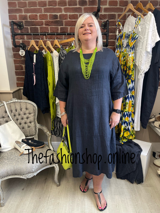Keira navy cocoon dress with straight hem 16-22