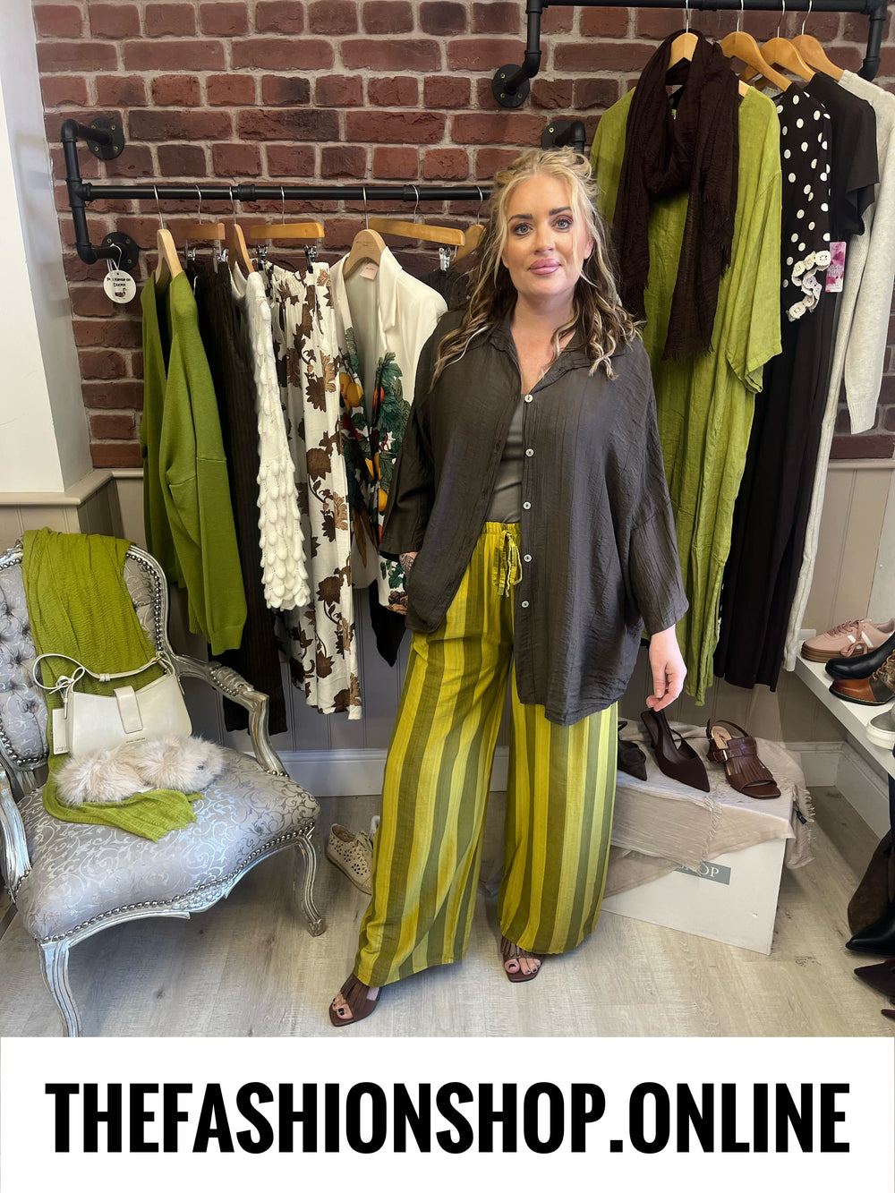 Belle citrus striped wide legged trousers 8-14