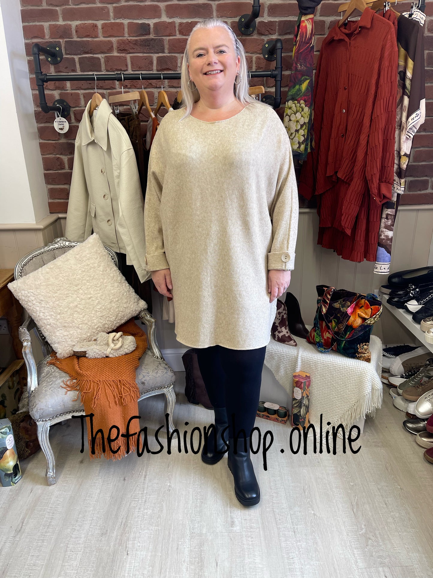 Anita beige ribbed jumper 18-24