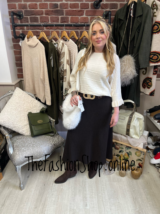 Eleanor cream frill sleeve jumper 10-16