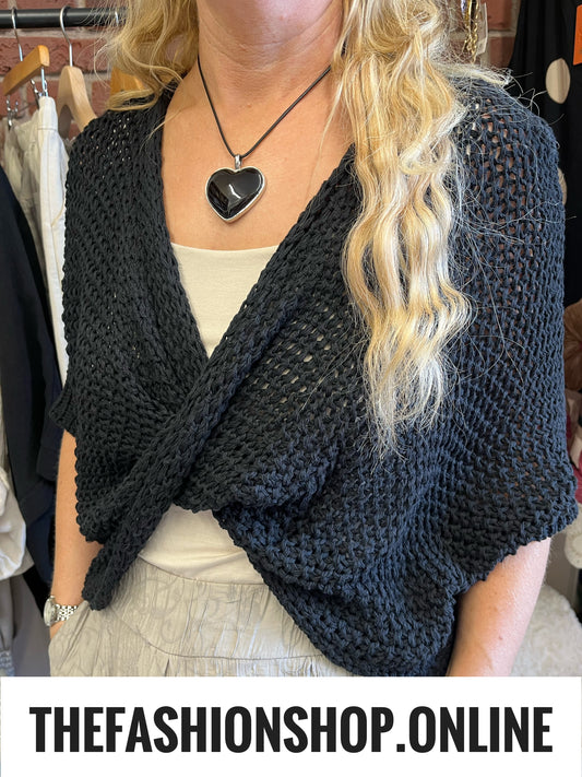 Leah black twist layering knit 10-16