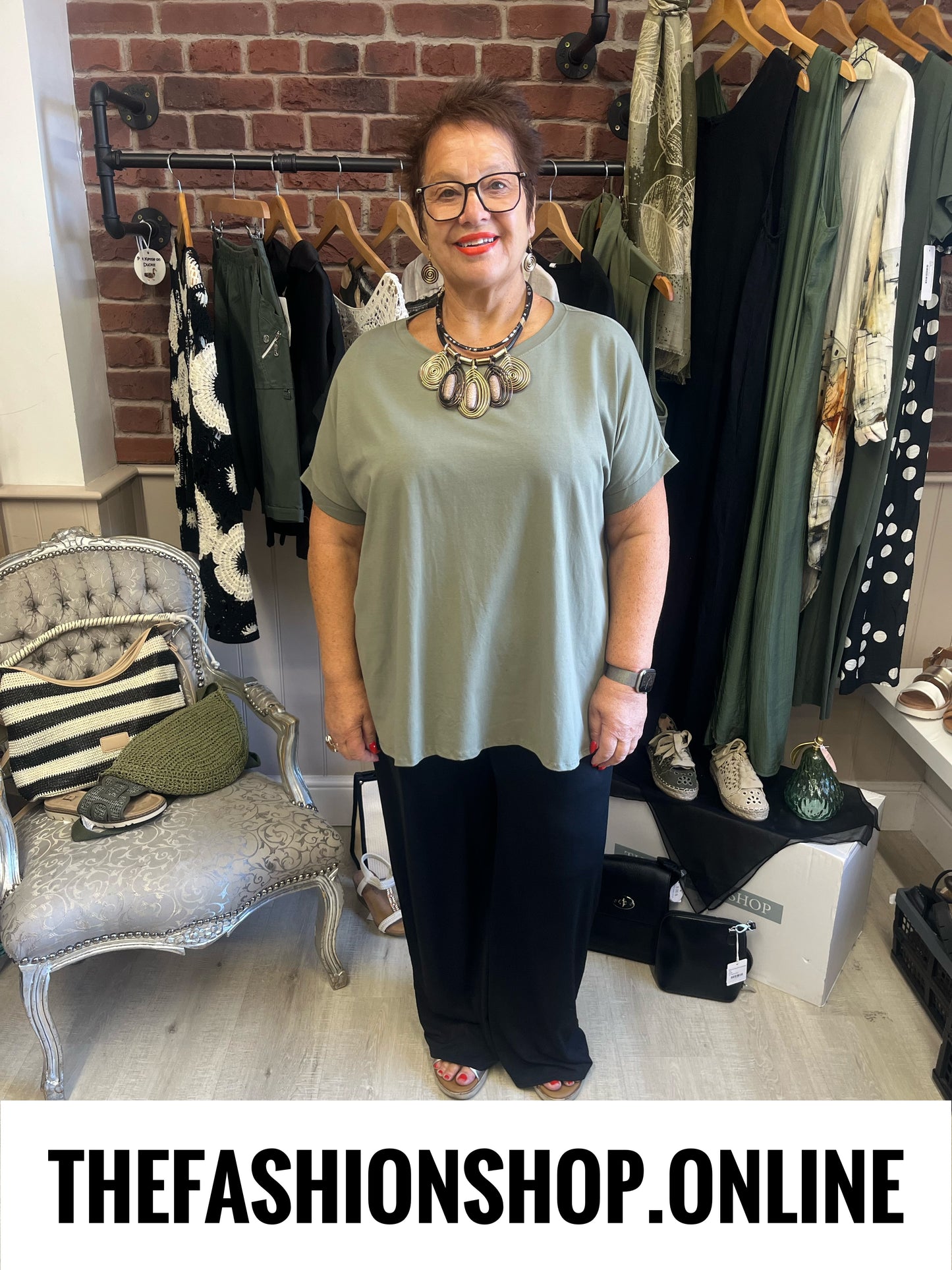 Jennifer khaki open back top 16-22