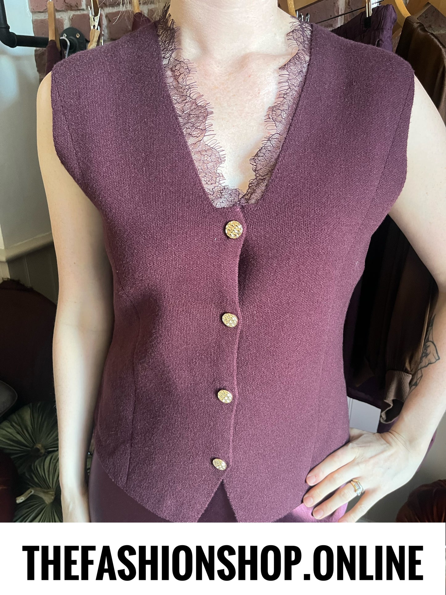 Skyla mulberry knitted waistcoat 8-14