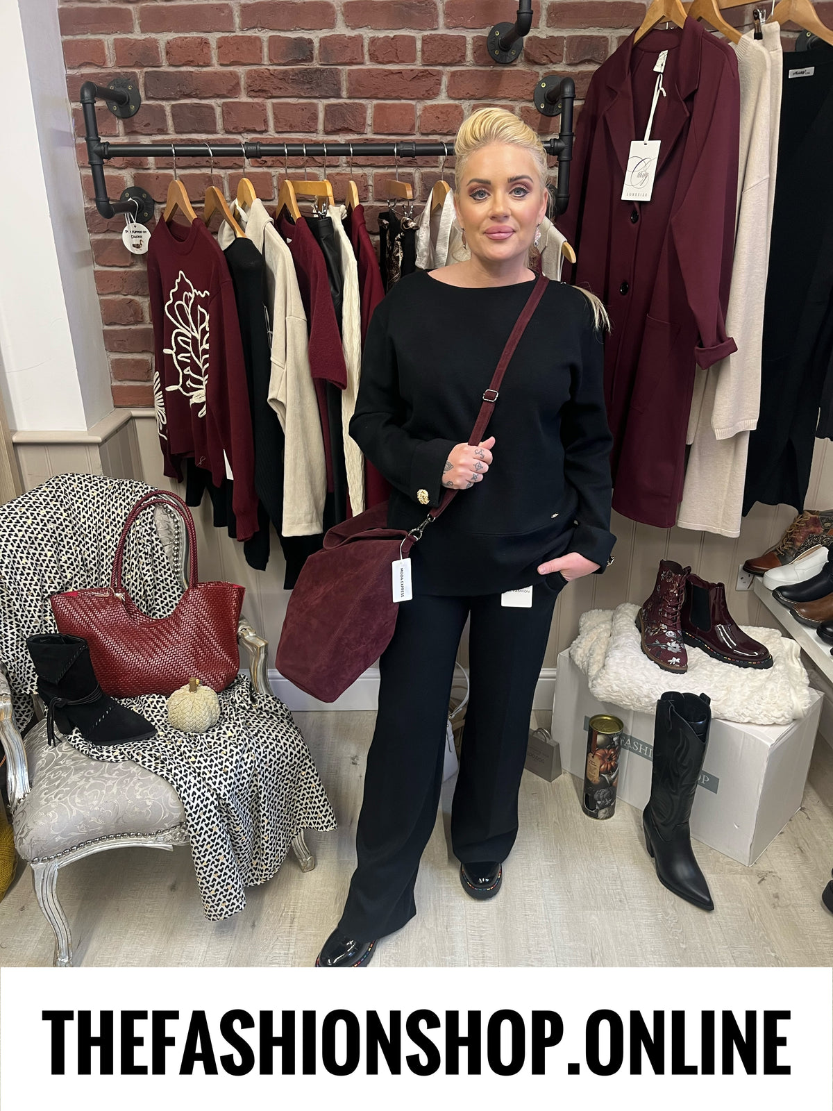 Rachel black cashmere mix co-ord 10-16