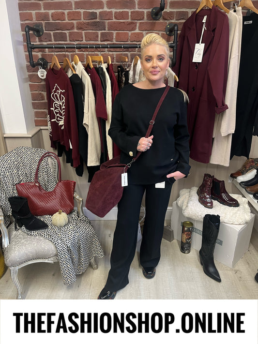 Rachel black cashmere mix co-ord 10-16