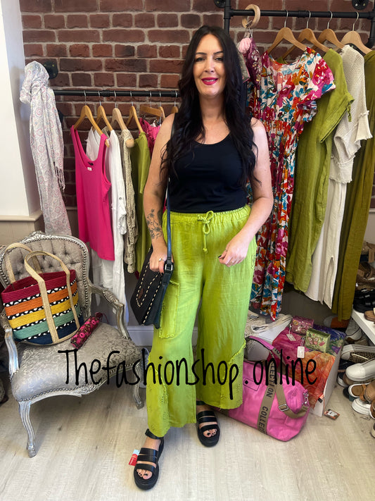 Kara olive linen trousers 12-18