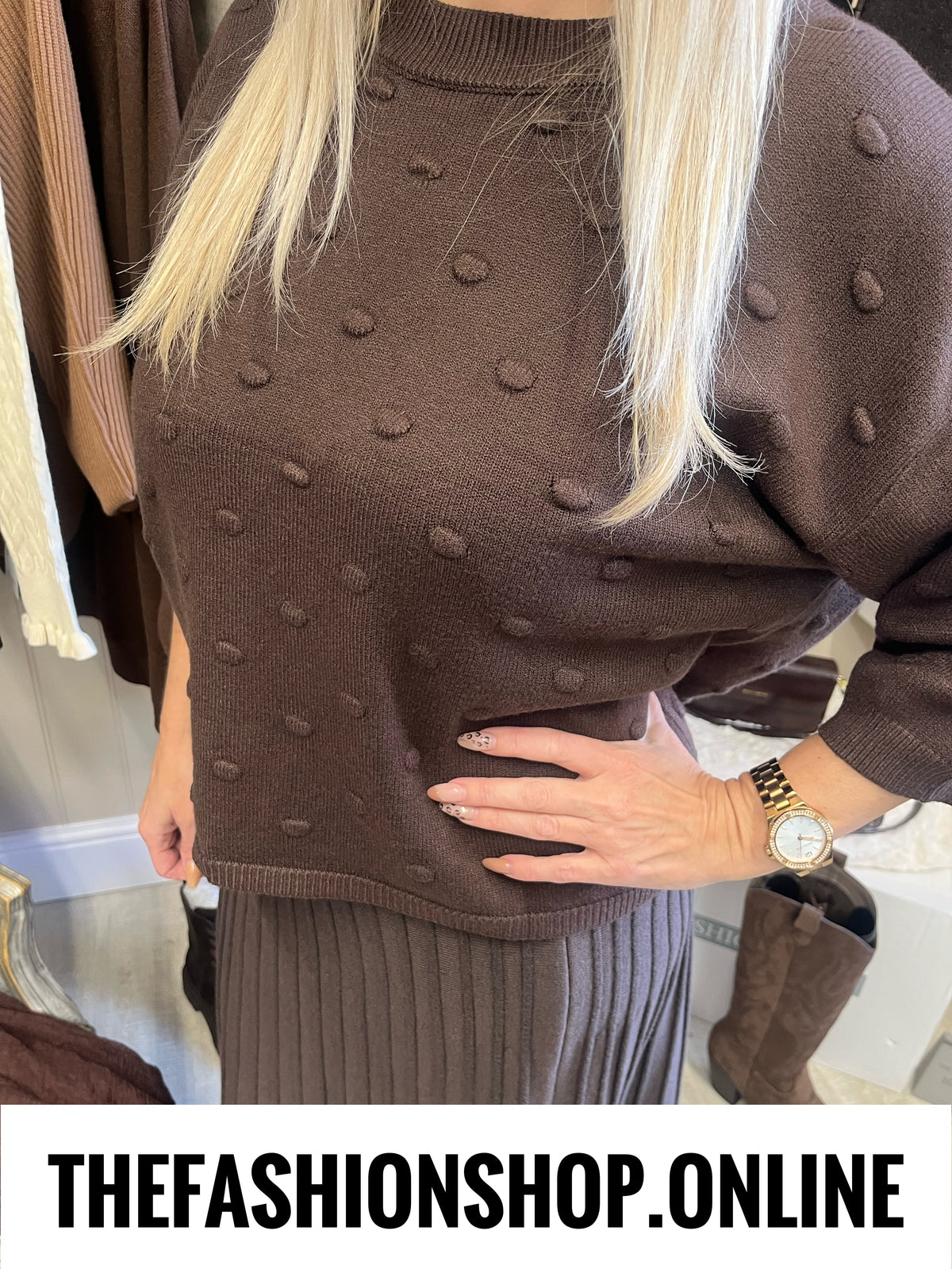 Madison brown short sleeve knit 8-16