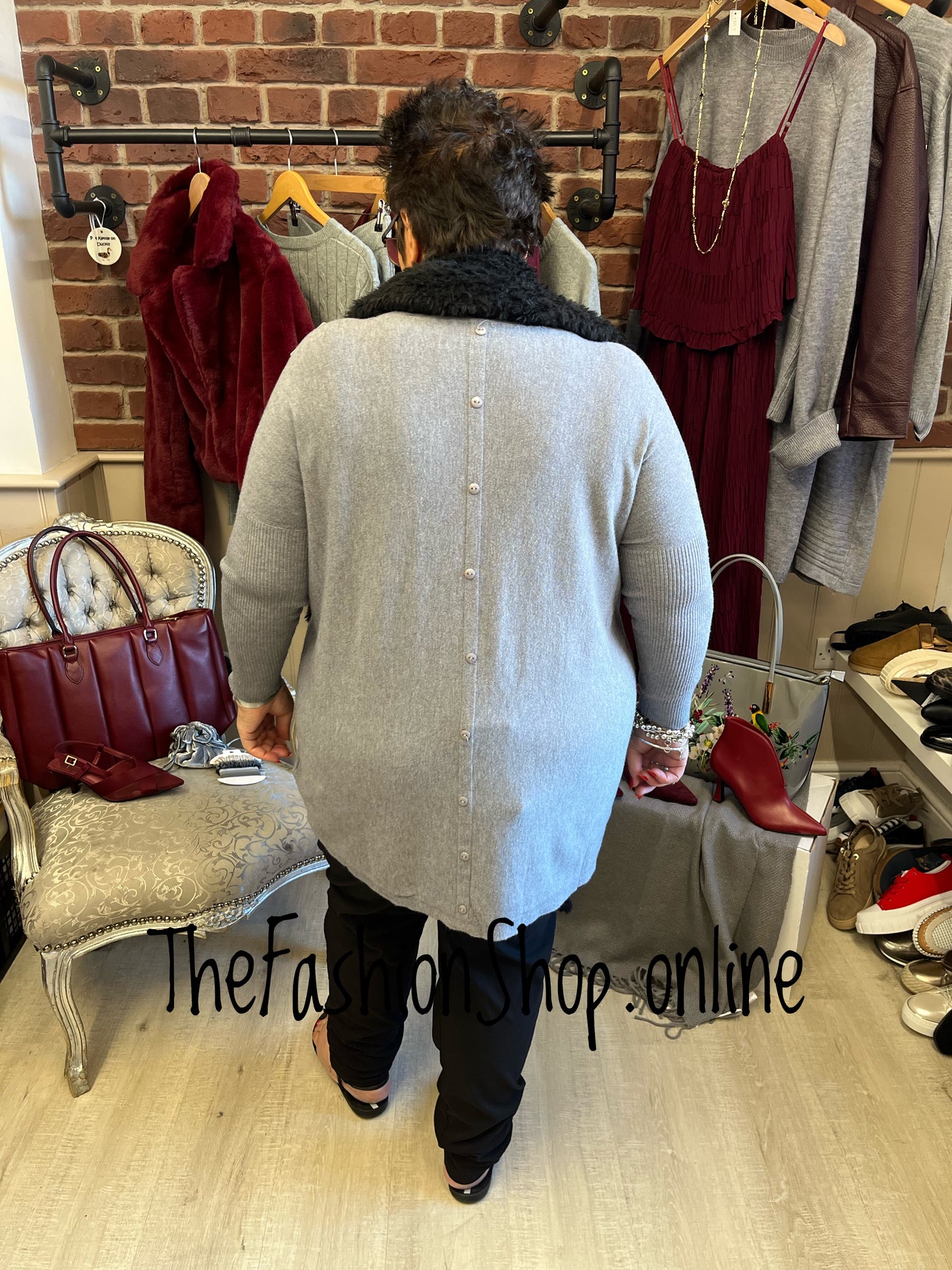Georgia grey button back jumper 12-18