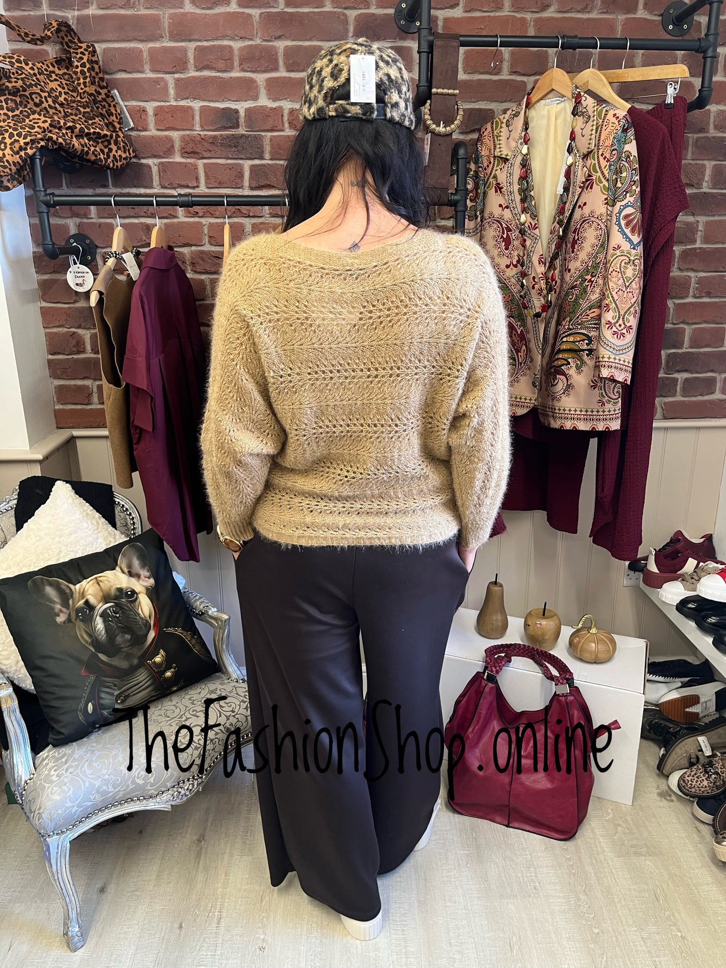 Sophie Camel wool mix knitted jumper 8-16