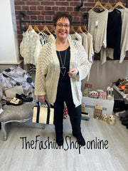 Evie beige crochet edge to edge cardigan 16-22