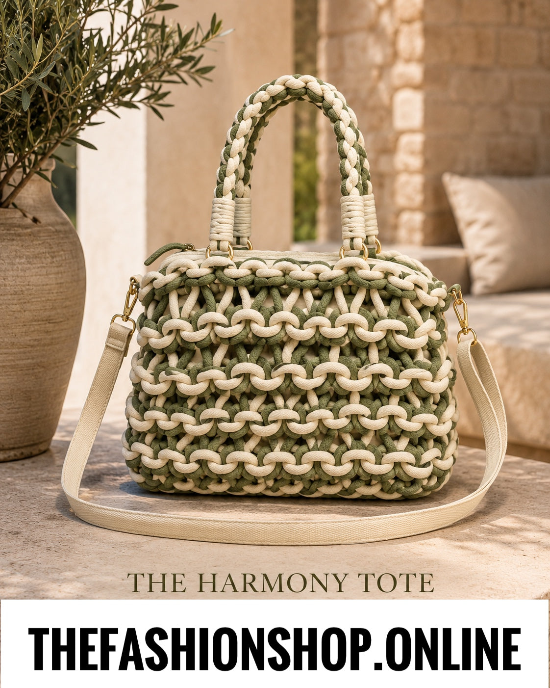The Harmony Bag in Khaki and Cream