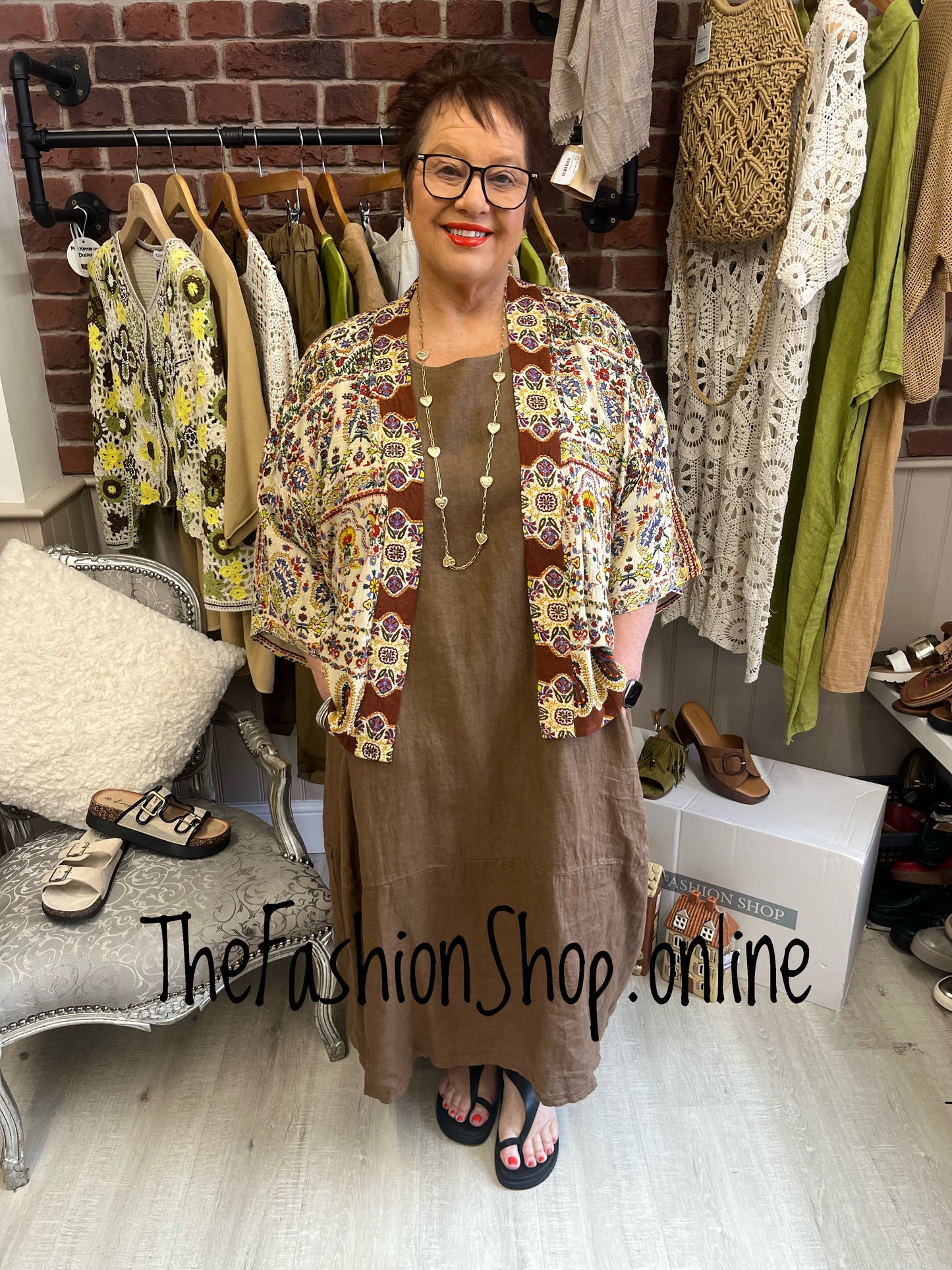 Celia brown paisley embellished kimono 8-20