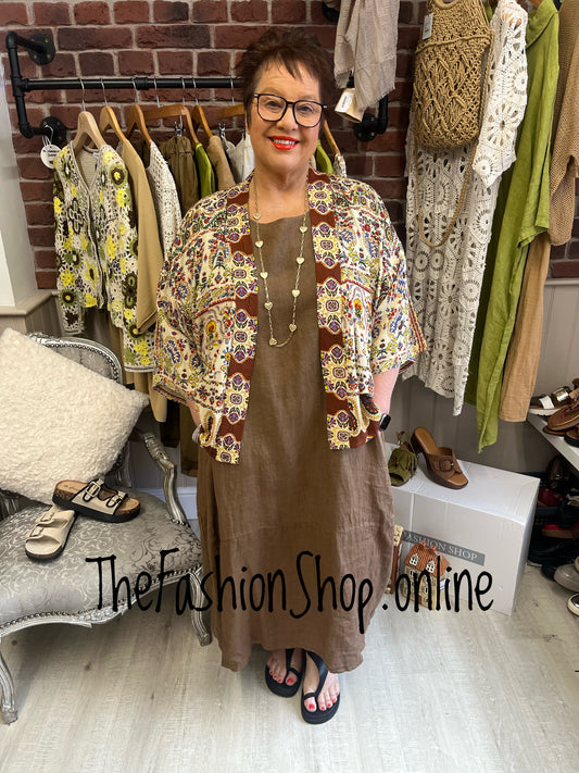 Celia brown paisley embellished kimono 8-20
