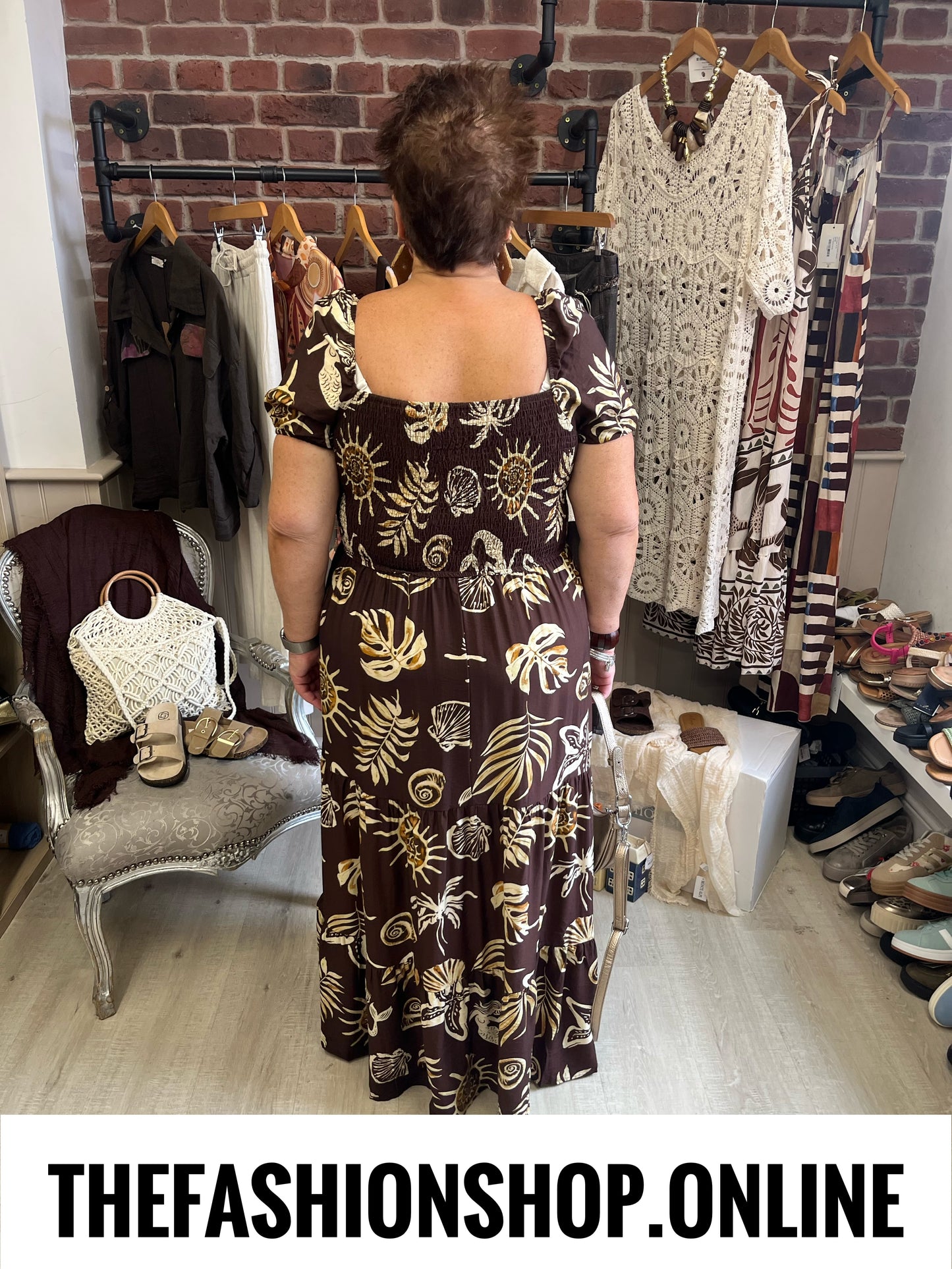 Beth brown and tan summer dress sizes 10-16