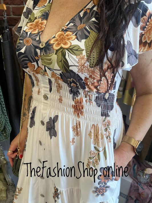 Harmony Sahara Garden printed Maxi dress 10-18