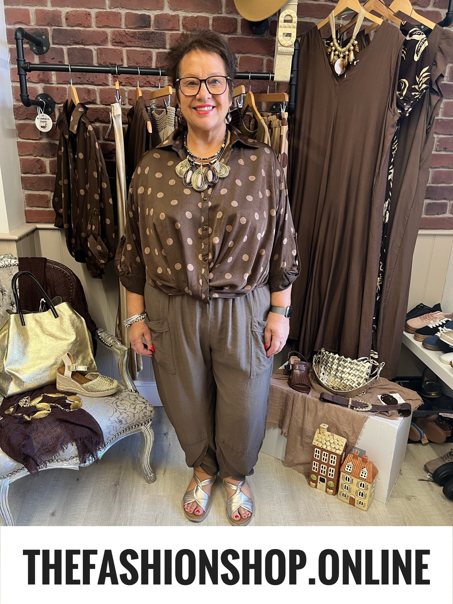Lizzy brown spot blouse 12-16