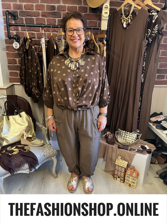 Lizzy brown spot blouse 12-16
