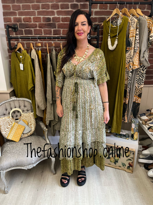 Premium Brittany dark olive boho two piece set 8-16