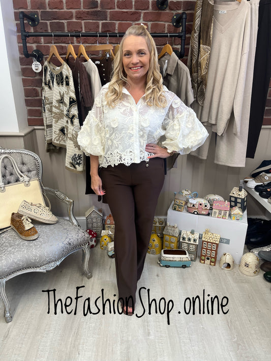 Celine cream floral lace blouse sizes 8-10 and 12-14