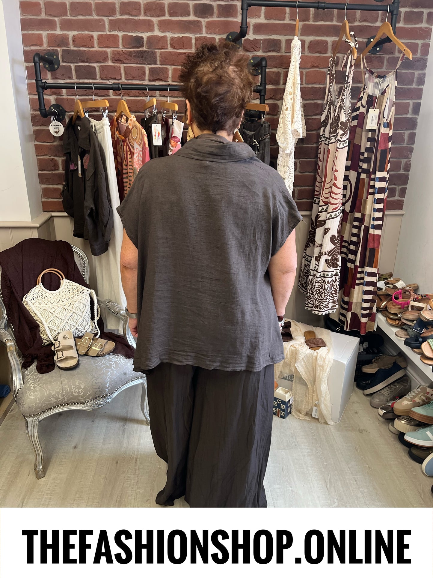 Marlene brown linen mix drape jacket 14-22