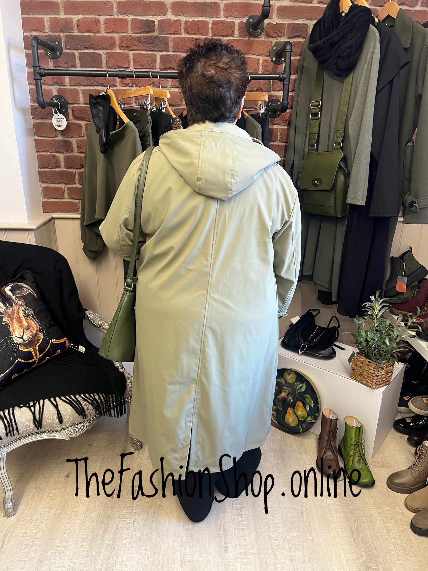 Monica khaki rubberised raincoat sizes 8, 10, 12, 14, 16