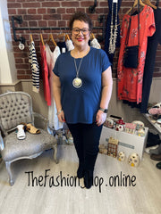 Anita navy cotton t shirt 14-22