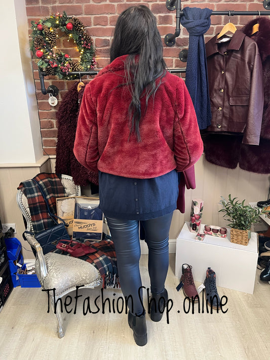 Casey wine faux fur jacket 8-12
