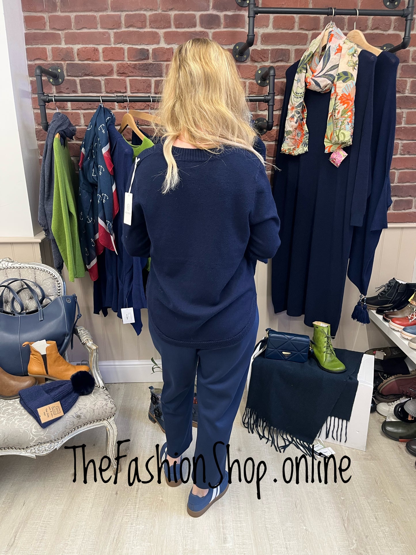 Lydia navy cashmere mix jumper 10-16