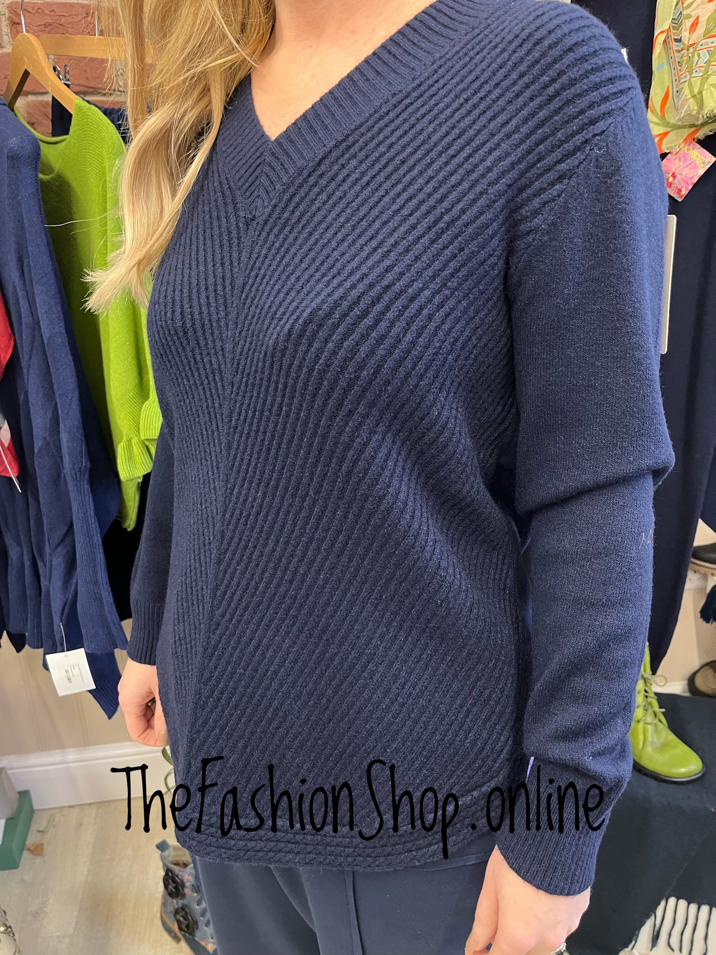 Lydia navy cashmere mix jumper 10-16