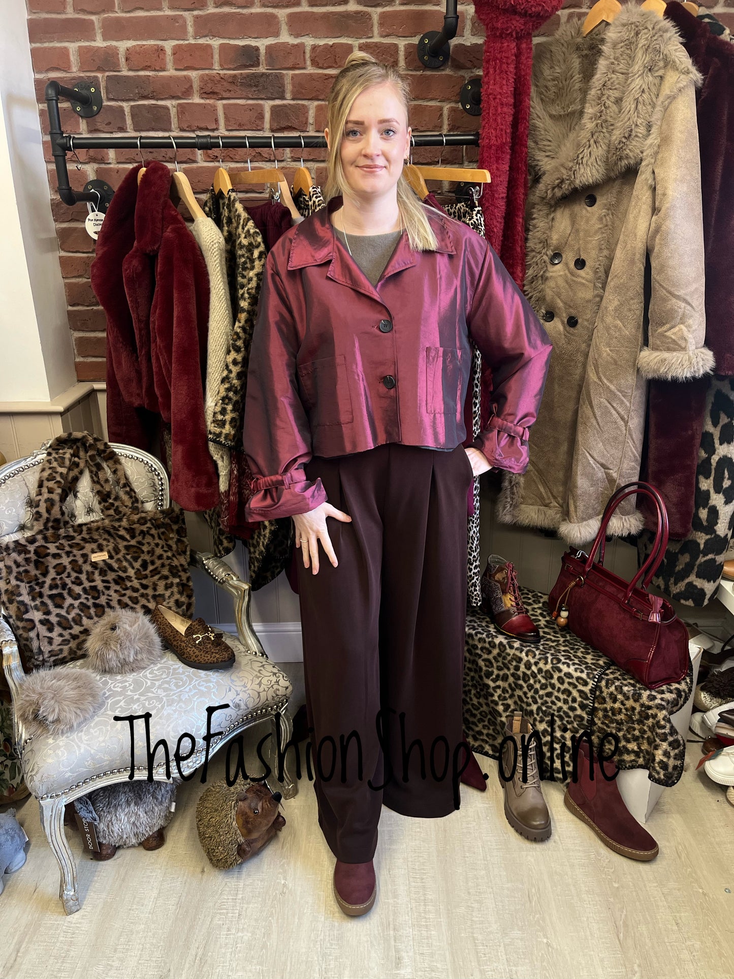 Ava wine taffeta jacket 8-16