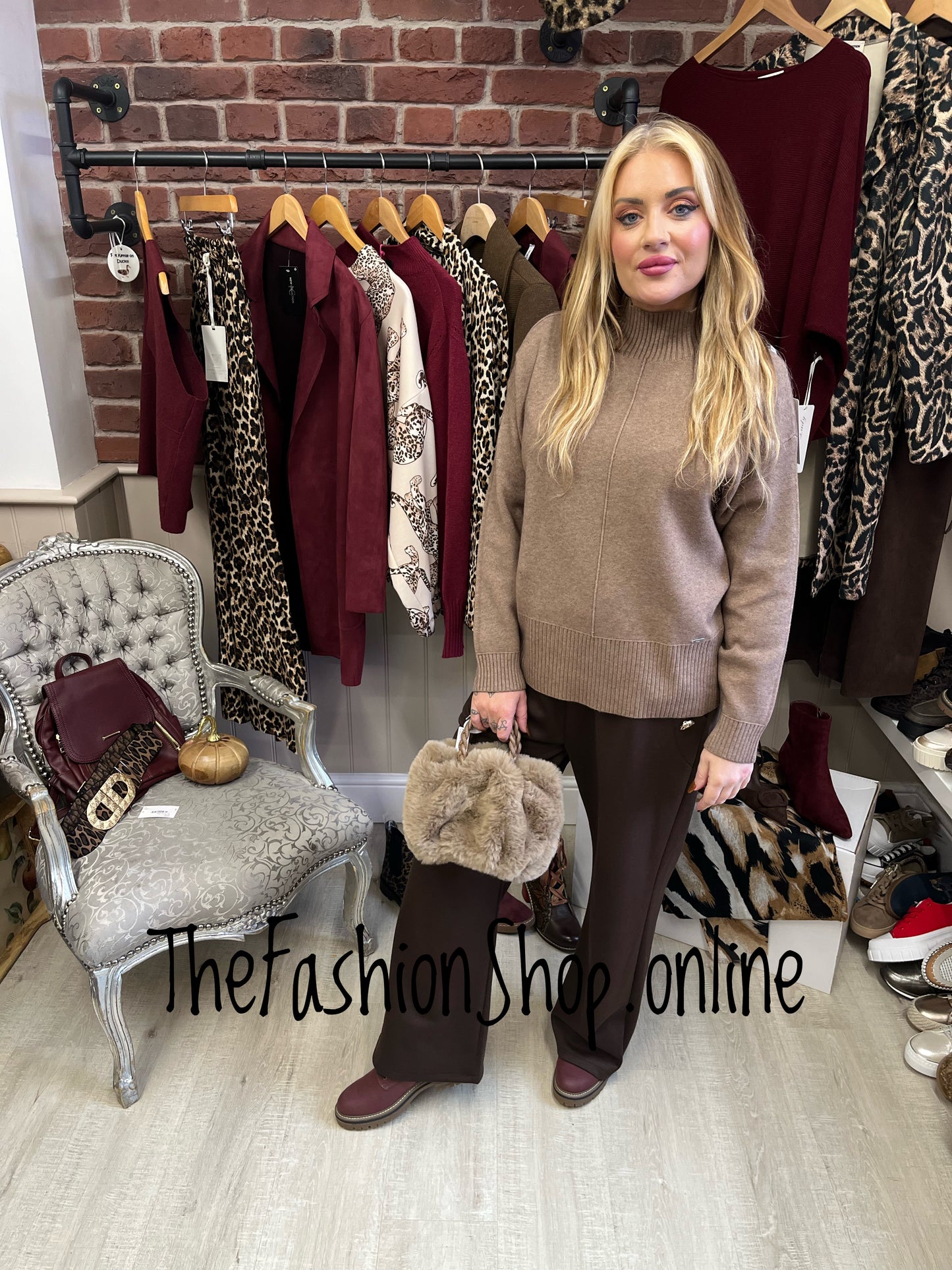 Megan dark beige cashmere mix jumper 10-16