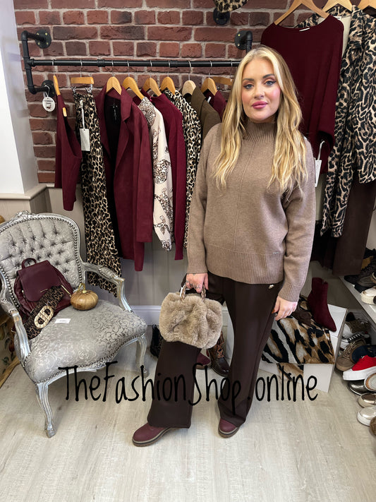Megan dark beige cashmere mix jumper 10-16