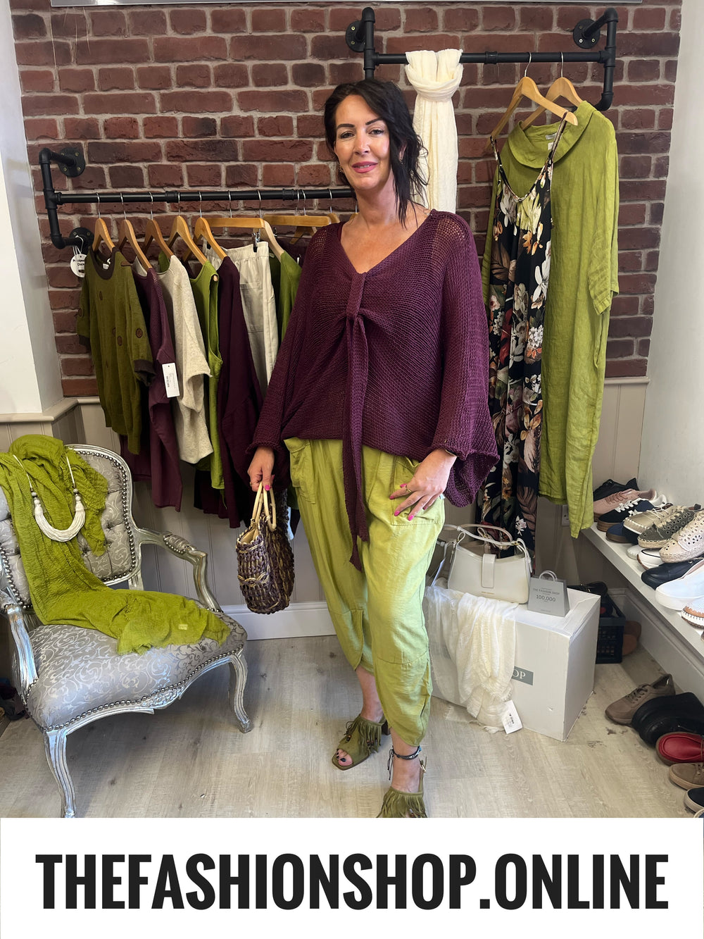 Pamela mulberry tie front knit 12-20