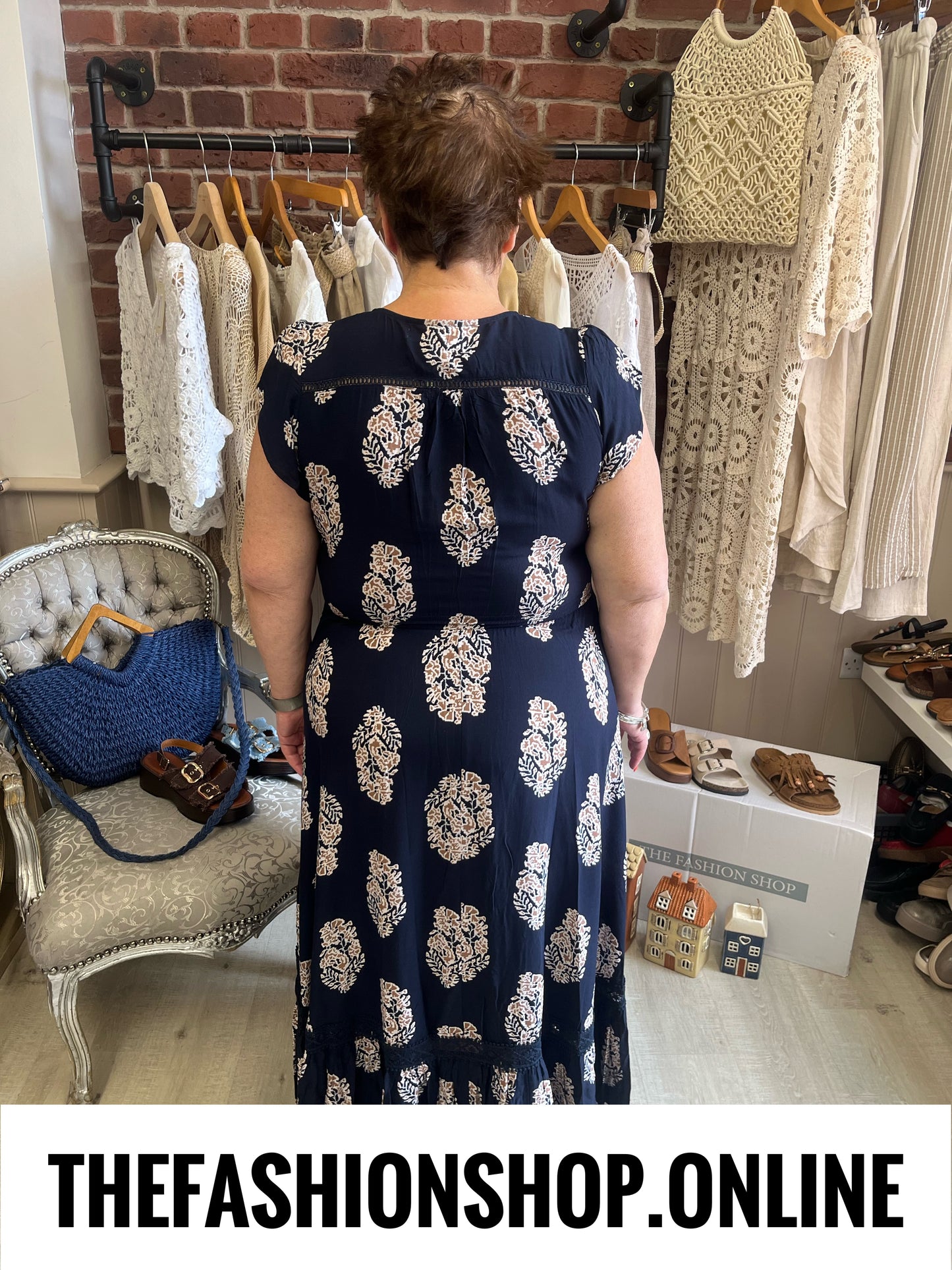 Stella Morgan Boho Block Print Maxi Dress sizes 12-22