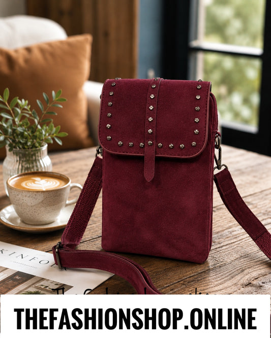 The Cleo Stud Bag in Wine