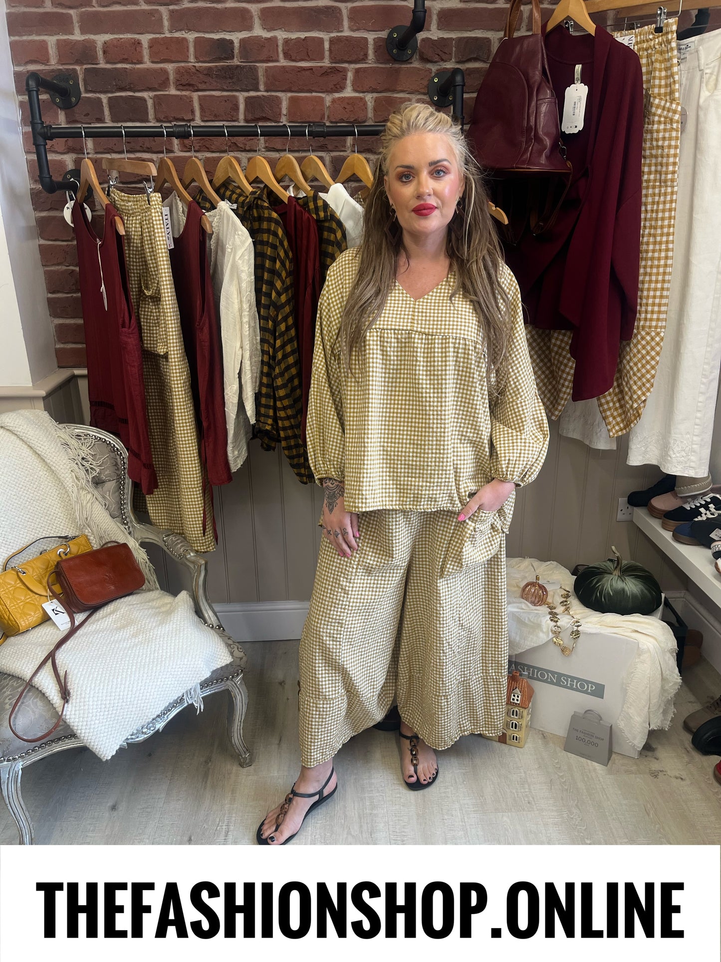 Imogen yellow gingham oversized top 10-16