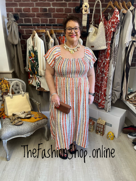 Alana abstract square neck dress sizes 12-18