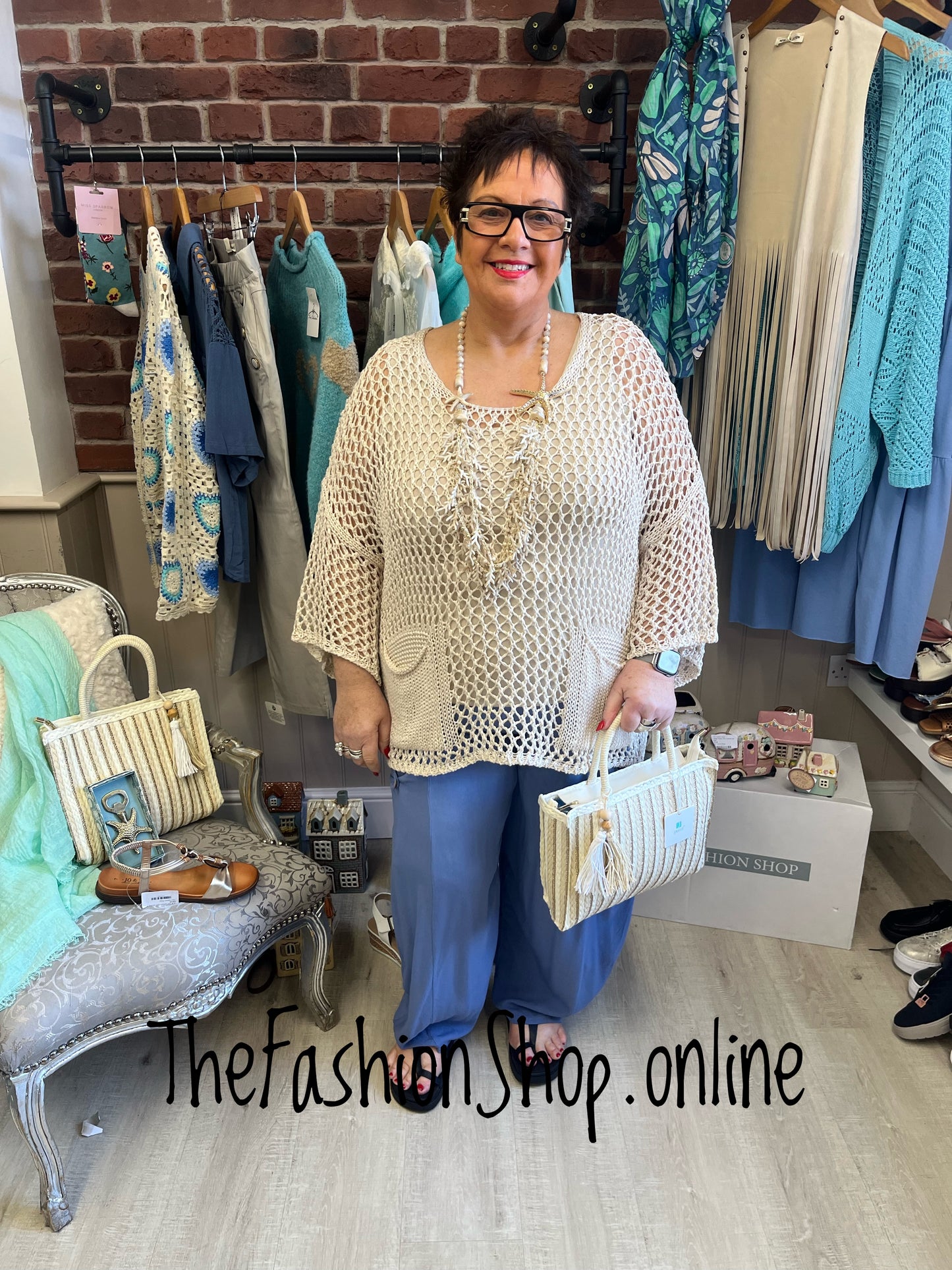 Anna beige crochet layering top 12-20