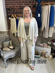 Chloe beige striped waterfall jacket 14-22