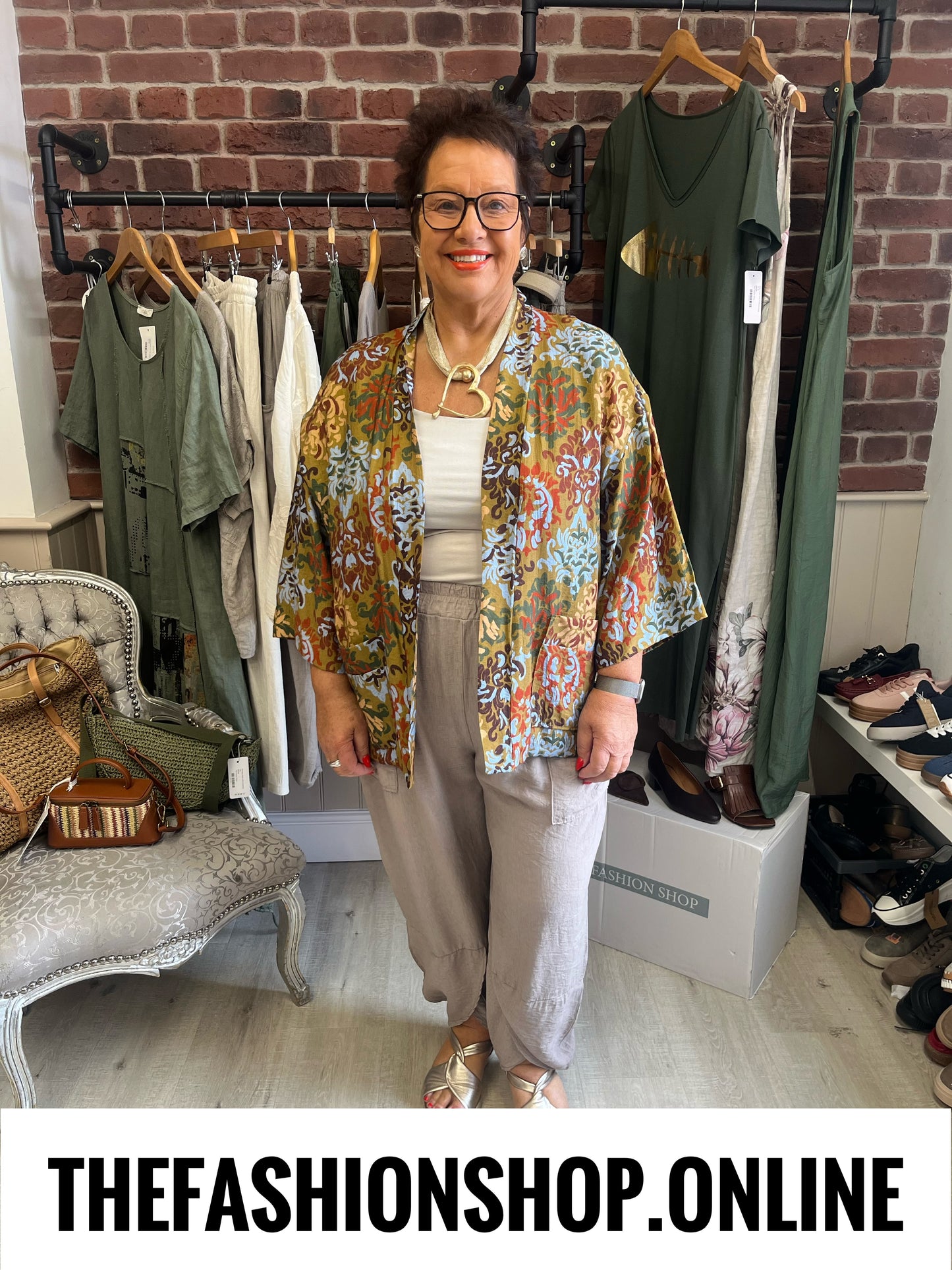 Mandy olive printed boho jacket 14-20