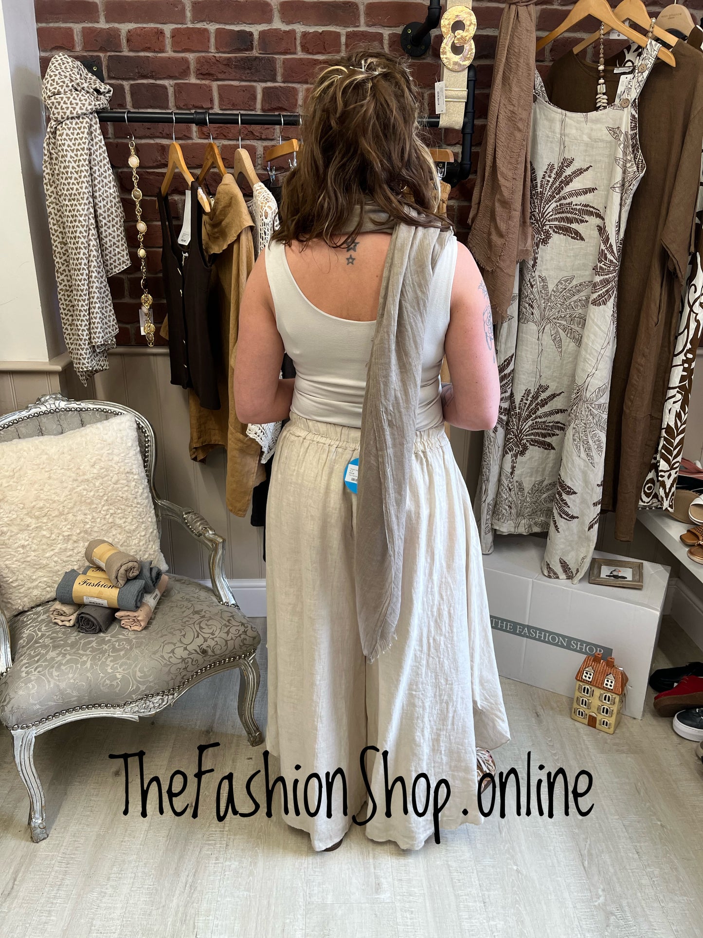 Harper beige linen funky trousers 8-16