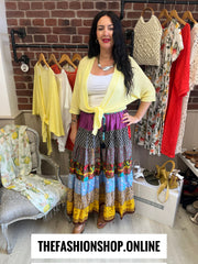 Ada yellow tie front shrug 12-22