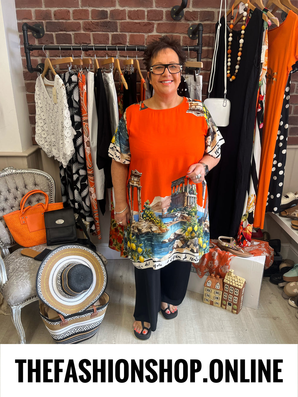 Orange Riviera tunic dress 14-20